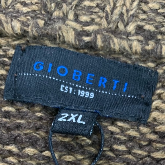 Men’s Gioberti EST 1999 Brown Knit Zippered Sweater NWT Size 2XL - Picture 10 of 11
